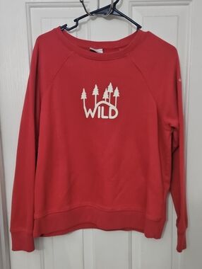 Columbia Wild Outdoors Trees Crewneck Sweatshirt Red Sz Med